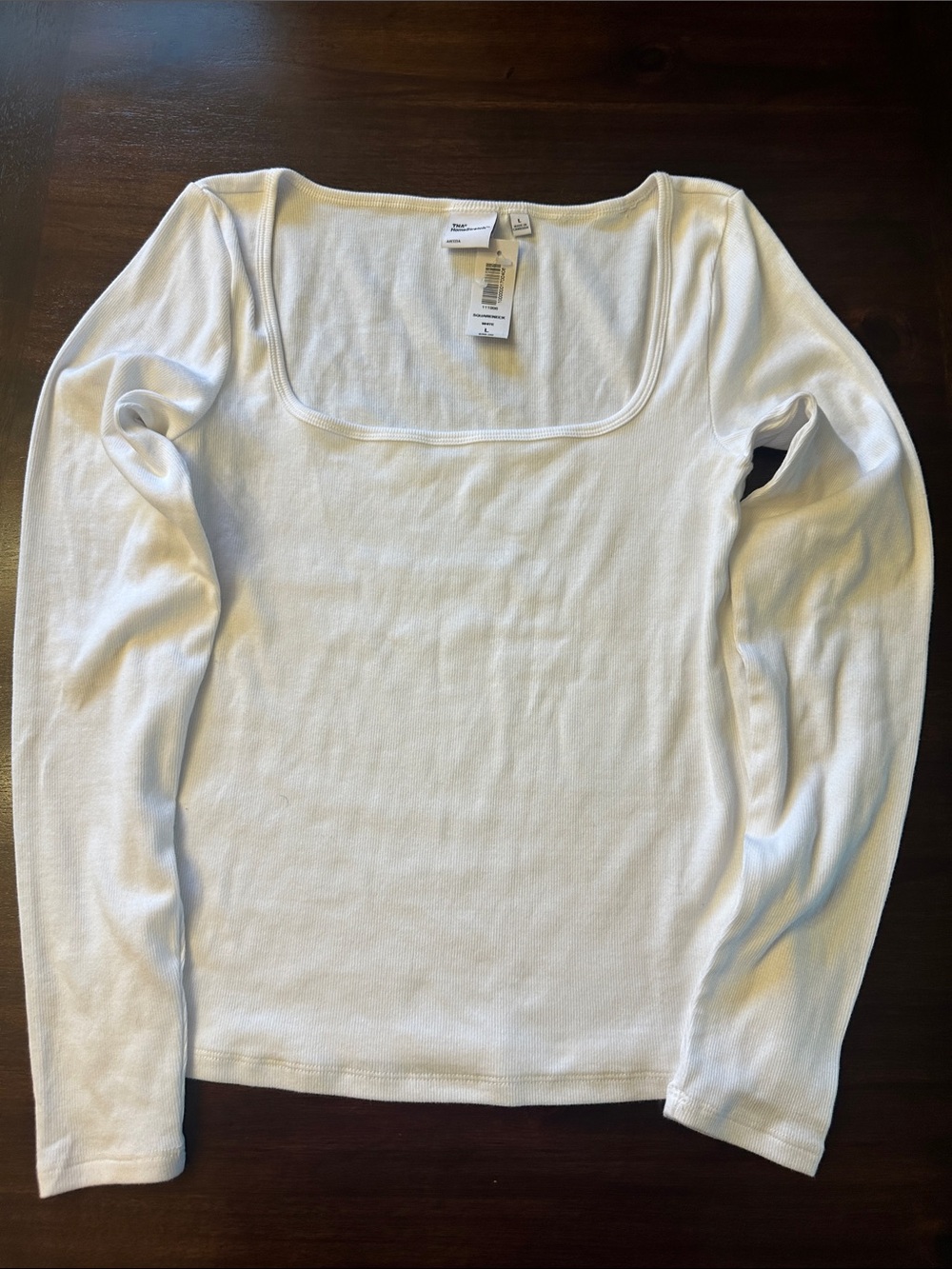 Aritzia White Square Neck Long Sleeve Tee